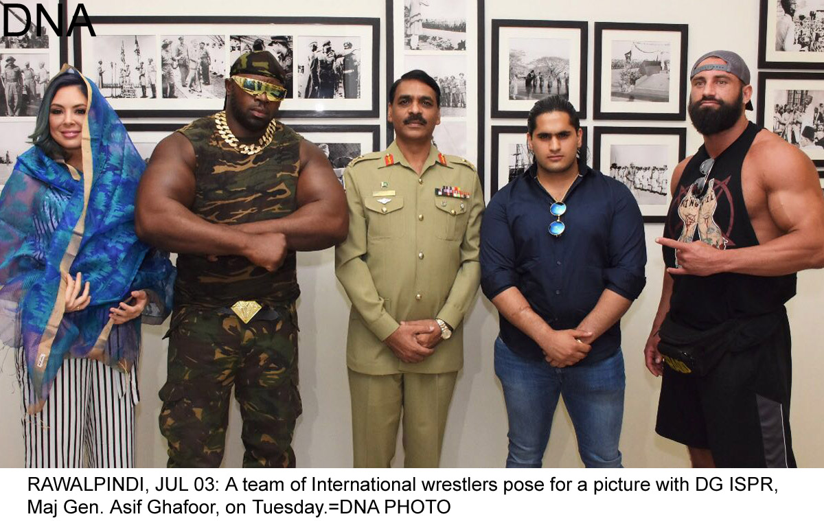 International Wrestlers Meets DG ISPR Major Gen Asif Ghafoor