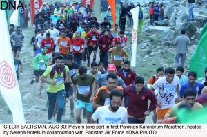 GILGIT BALTISTAN, AUG 30: Players take part in first Pakistan Karakorum Marathon, hosted by Serena Hotels in collaboration with Pakistan Air Force.=DNA PHOTO