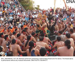 BALI, INDONESIA, OCT 28: Balinese performers presenting a spell-binding Kecak and Fire dance. The Kecak dance is performance without any musical instruments. DNA PHOTO A.M.BHATTI