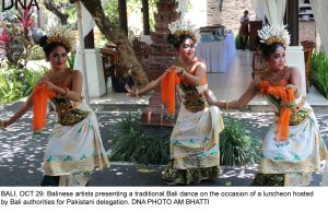 BALI, OCT 29: Balinese artists presenting a traditional Bali dance on the occasion of a luncheon hosted by Bali authorities for Pakistani delegation. DNA PHOTO AM BHATTI