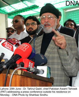 Tahirul Qadri announces sit-in