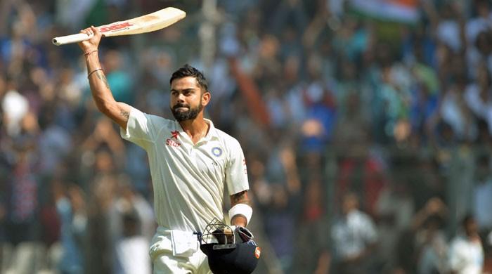 Kohli first Indian captain to score three Test doubles in a year