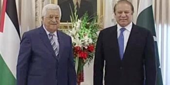 Palestinian President Mahmoud Abbas given guard of honour at PM house