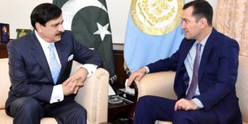 ISLAMABAD, APR 12: Ambassador of Tajikistan, Sherali Jononove in a meeting with on National Security Adviser Lt. Gen. (R) Nasser Khan Janjua, on Wednesday.=DNA PHOTO