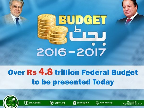 Rs 4.8 trillion Federal Budget to be presented today