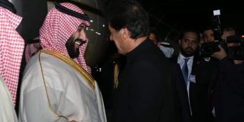Prime Minister Imran Khan welcomes Saudi crown at the airport