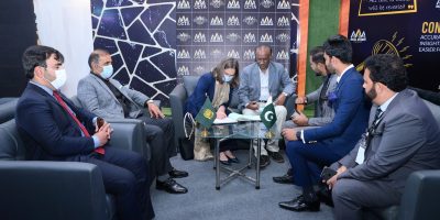 Denmark Ambassador Lis Rosenholm expressing her comments at visitors book at RCCI BUILD Expo 2021 Ayub Park