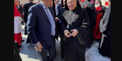 Khouri greets cardinal Pizzaballa in Vatican ceremony