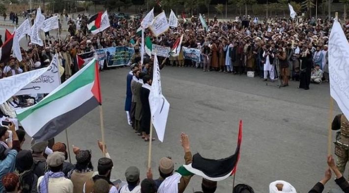 Kabul residents hold protests in support of Palestine