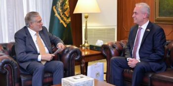 Palestine Ambassador meets Foreign Minister Ishaq Dar
