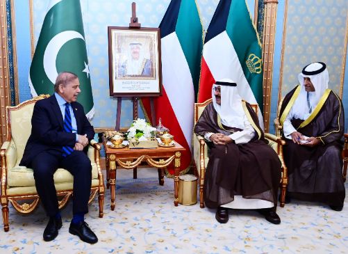 World Economic Forum: PM Shehbaz holds talks with Kuwaiti Amir
