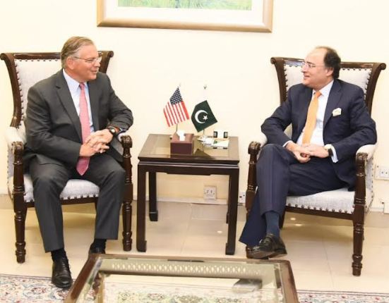 Aurangzeb briefs US envoy Blome about fiscal reforms