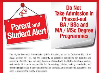 HEC Alerts Students: Two-Year BA/BSc and MA/MSc degrees no longer recognized