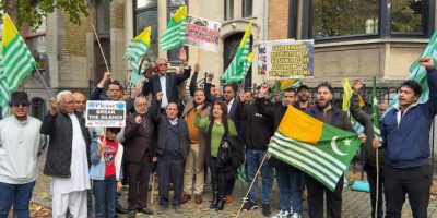 KC-EU holds protest in front of Indian Embassy in Brussels against occupation of Kashmir