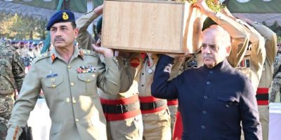 PM Shehbaz, COAS attend funeral of rangers martyred during protests