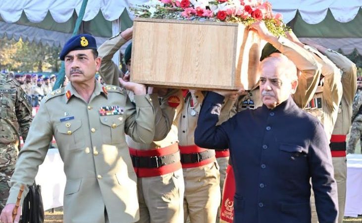 PM Shehbaz, COAS attend funeral of rangers martyred during protests