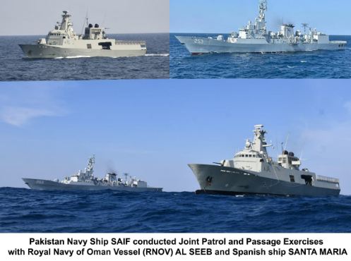 Pakistan Navy conducts naval exercises with Omani and Spanish warships