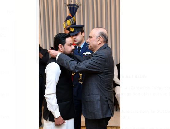 President confers Sitara-i-Imtiaz award on Asif Bashir