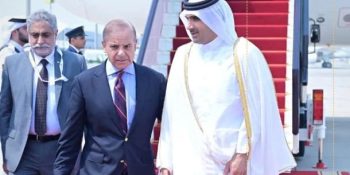 PM Shehbaz lands in Qatar to attend Arab-Islamic emergency summit on Israeli atrocity
