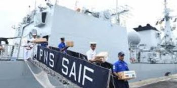 Pakistan Navy ship provides cyclone relief to Sri Lanka