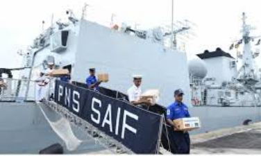 Pakistan Navy ship provides cyclone relief to Sri Lanka