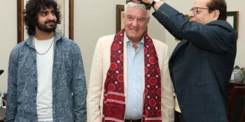 Arts Council head presents Sindhi Ajrak to Portuguese Ambassador