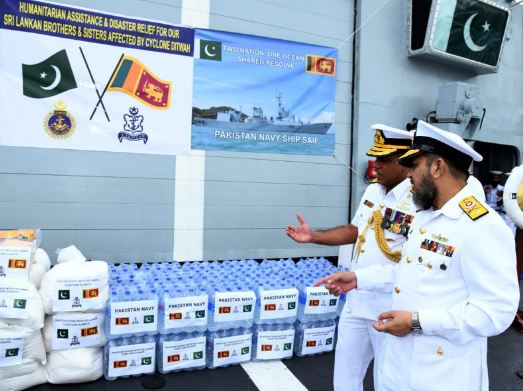 PNS SAIF delivers humanitarian aid to storm-hit Sri Lanka