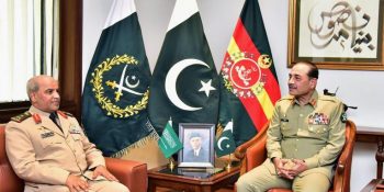Saudi Land Forces Commander meets COAS Asim Munir at GHQ