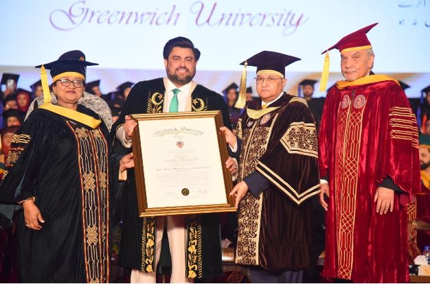 Greenwich University honors Senator Sarmad Ali with Doctorate degree