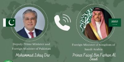 Dar, Saudi FM discuss regional tensions, call for de-escalation