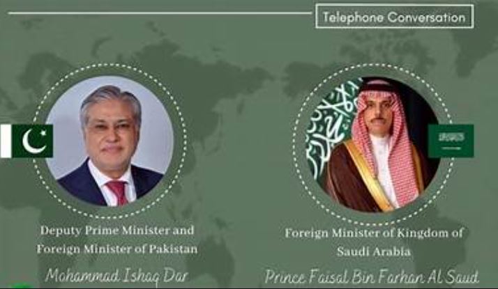 Dar, Saudi FM discuss regional de-escalation, five-point initiative