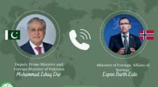 FM Dar, Norwegian FM discuss recent developments in ME