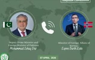 FM Dar, Norwegian FM discuss recent developments in ME