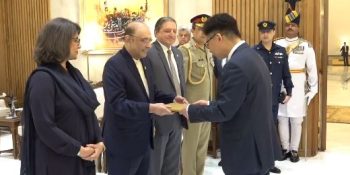 President Zardari receives credentials from Italian and South Korean ambassadors-designate