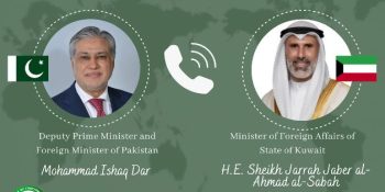 Ishaq Dar, Kuwaiti FM discuss bilateral ties, regional peace