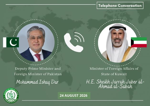 Ishaq Dar, Kuwaiti FM discuss bilateral ties, regional peace