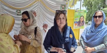Farah Naz Akbar visits polling Stations for AJK refugee seats elections in Islamabad