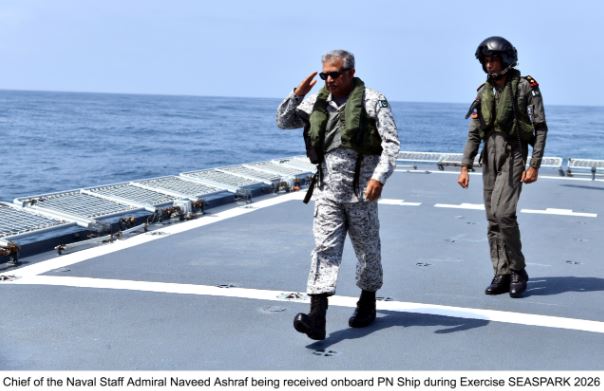 Naval chief reviews exercise SEASPARK 2026 at sea