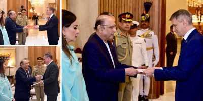 Ambassadors-designate of Norway, Azerbaijan and Switzerland present credentials to President Zardari