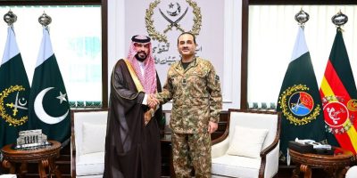 Saudi Ambassador Albugamy meets COAS Asim Munir at GHQ