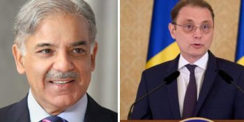 PM Shehbaz Sharif greets Romanian Prime Minister Luca Niculescu